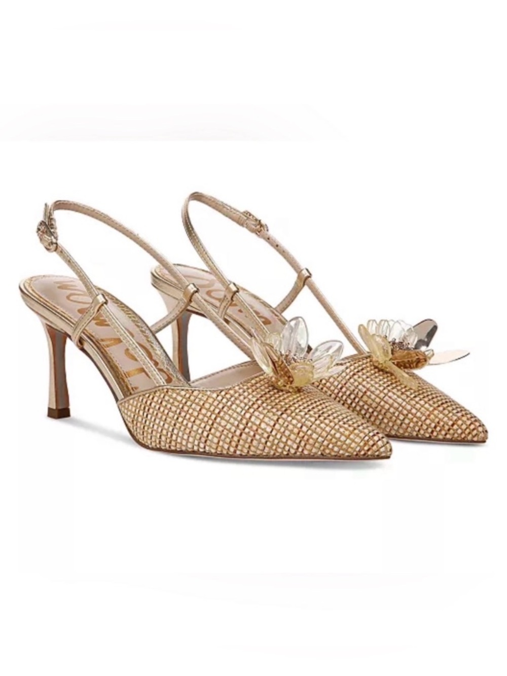 Sam Edelman Mali Slingback Sand Multi Raffia Dress Pumps Size 5.5 NEW